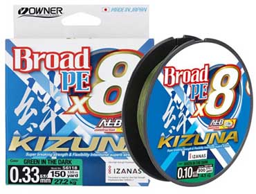 1 pav. Valas pintas Owner Broad Pe X8 Kizuna Green in Dark 135m