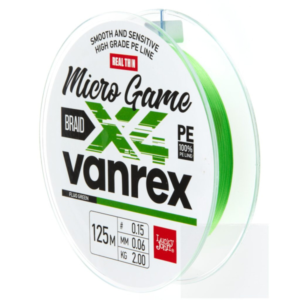 Valas pintas Lucky John Vanrex X4 Micro Game Fluo Green 125m