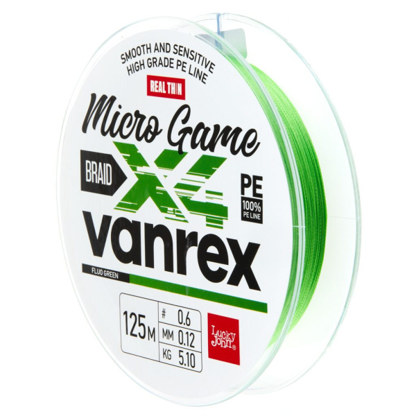 Valas pintas Lucky John Vanrex X4 Micro Game Fluo Green 125m