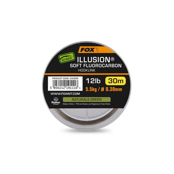 Valas pavadėliams Fox Illusion Soft Fluorocarbon Hooklink 5.50kg 0.30mm 30m