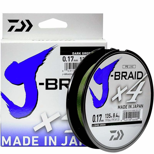 Valas pintas Daiwa J-Braid X4E 0.10mm 135m