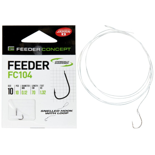 Kabliukai su pavadėliu Feeder Concept FC104 70cm