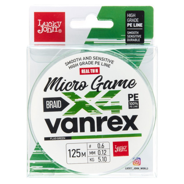 Valas pintas Lucky John Vanrex X4 Micro Game Fluo Green 125m