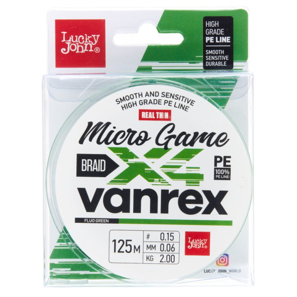 Valas pintas Lucky John Vanrex X4 Micro Game Fluo Green 125m